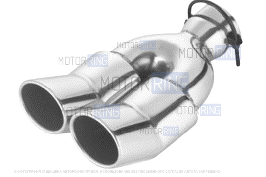 Раздвоенная насадка глушителя Sal-Man HJ-1327 d184х90мм из нержавеющий стали со скосом и изгибом_1