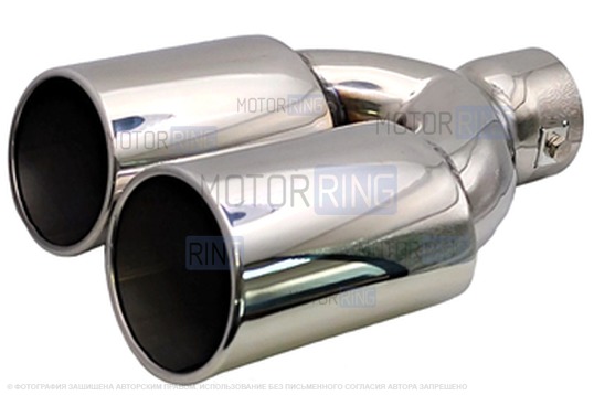 Раздвоенная насадка глушителя Sal-Man HJ-3037 d86х65мм из нержавеющей стали_1