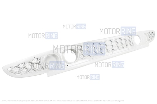 Нижняя решетка переднего бампера Соты под 2 комплекта ПТФ для Лада Приора_1