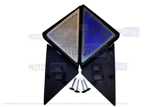 Внутренние уголки зеркал в стиле Бурмистрс с синей LED подсветкой для Лада 4х4, Нива Легенд_1