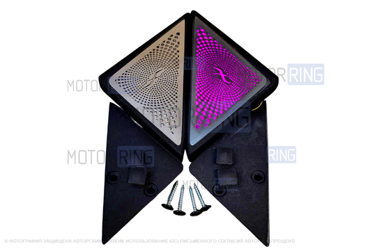 Внутренние уголки зеркал в стиле Бурмистрс с фиолетовой LED подсветкой для Лада 4х4, Нива Легенд_1