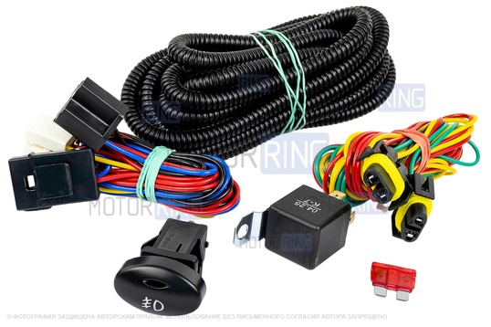 Проводка для подключения противотуманных фар (ПТФ) ML в гофре для Лада Калина_1