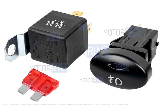 Проводка для подключения противотуманных фар (ПТФ) ML в гофре для Лада Калина