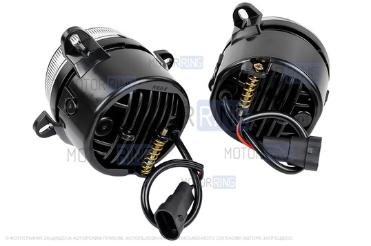 Диодные двухцветные ПТФ Sal-Man 50W 4600lux 3 линзы (бело-синий 6000К и желтый 3000К) для Volkswagen, Skoda