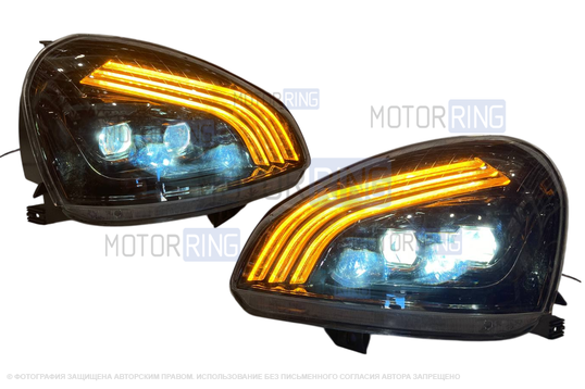 Комплект фар c Bi-Led линзами, встроенными ДХО с функцией поворотника и плавным розжигом для Лада Приора_1