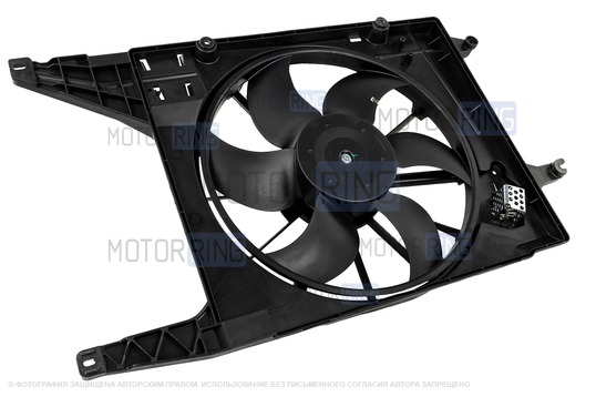 Вентилятор охлаждения BYSUN PARTS с кожухом под кондиционер для 16 кл Лада Ларгус