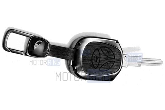 Алюминиевый чехол ключа Sal-Man с брелоком (текстура черного дерева) для Лада Приора, Калина, Калина 2, Гранта, Гранта FL до 2019 г.в. и с 2023 г.в., Датсун_1