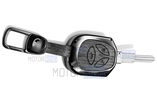 Алюминиевый чехол ключа Sal-Man с брелоком (текстура серого дерева) для Лада Приора, Калина, Калина 2, Гранта, Гранта FL до 2019 г.в. и с 2023 г.в., Датсун_1