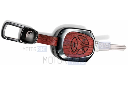 Алюминиевый чехол ключа Sal-Man с брелоком (текстура красного дерева) для Лада Приора, Калина, Калина 2, Гранта, Гранта FL до 2019 г.в. и с 2023 г.в., Датсун_1