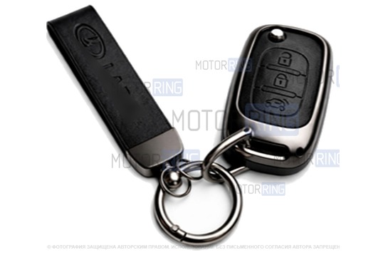 Алюминиевый чехол ключа Sal-Man с брелоком (черный) для Лада Веста, Икс Рей, Искра, Ларгус FL, Лада Гранта FL 2018-2023 г.в._1