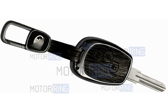 Алюминиевый чехол ключа Sal-Man с брелоком (текстура черного дерева) для Лада Ларгус, Renault, Nissan_1