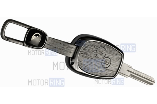 Алюминиевый чехол ключа Sal-Man с брелоком (текстура серого дерева) для Лада Ларгус, Renault, Nissan_1