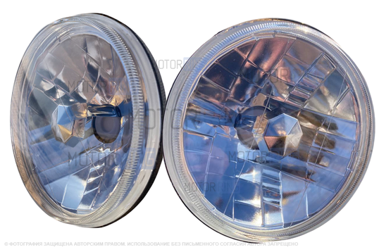 Комплект белых фар с гладкими стеклами для ВАЗ 2101, 2102, Лада 4х4, Нива Легенд_1