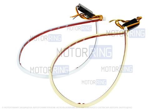 Гибкие круговые светодиодные ленты ДХО Sal-Man (2шт) 60см бело-желтые с повторителем поворотника универсальные_1