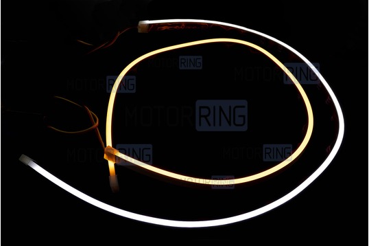 Гибкие светодиодные ленты ДХО Sal-Man (2шт) 60см бело-желтые с плавным розжигом и повторителем поворотника универсальные