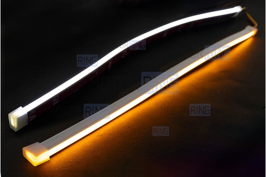 Гибкие светодиодные ленты ДХО Sal-Man (2шт) 30см бело-желтые с плавным розжигом и повторителем поворотника универсальные