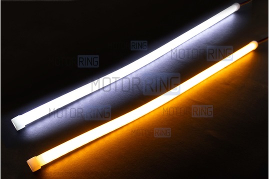 Гибкие круговые светодиодные ленты ДХО Sal-Man (2шт) 30см бело-желтые с повторителем поворотника универсальные