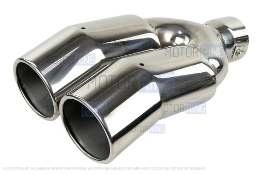 Раздвоенная насадка глушителя Sal-Man HJ-1327 d184х90мм из нержавеющей стали со скосом и изгибом