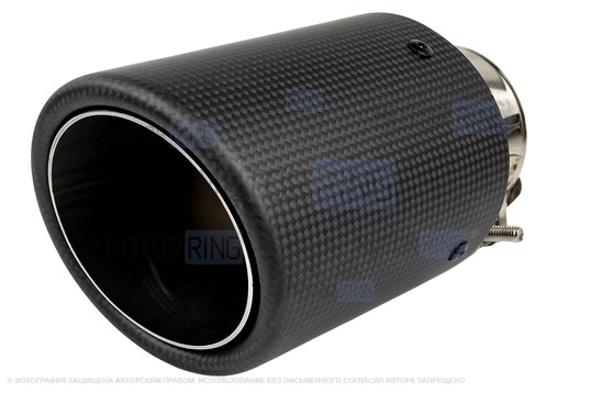 Круглая насадка глушителя из нержавеющей стали Sal-Man HJ-CBM001 d89мм со скосом и карбоновой накладкой_1