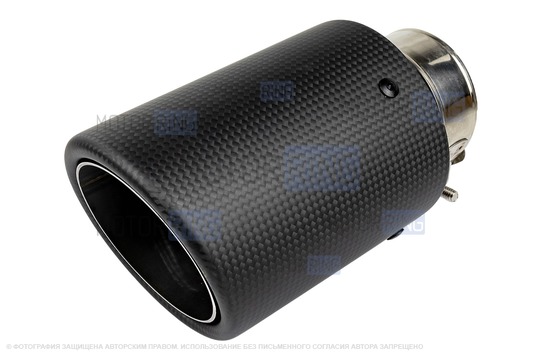 Круглая насадка глушителя из нержавеющей стали Sal-Man HJ-CBM001 d89мм со скосом и карбоновой накладкой