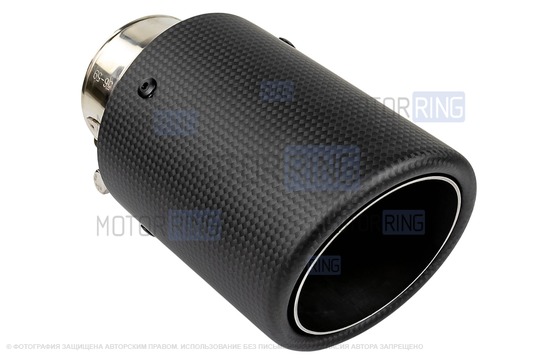 Круглая насадка глушителя из нержавеющей стали Sal-Man HJ-CBM001 d89мм со скосом и карбоновой накладкой