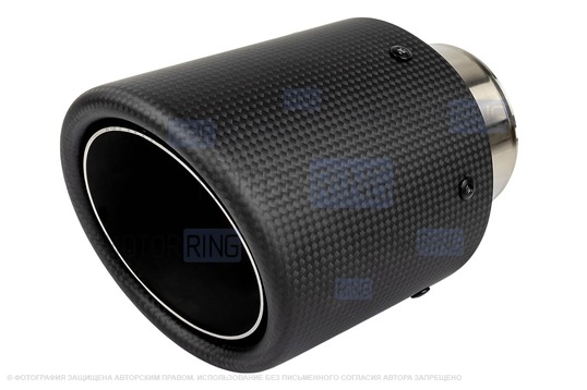 Круглая насадка глушителя из нержавеющей стали Sal-Man HJ-CBM002 d101мм со скосом и карбоновой накладкой_1