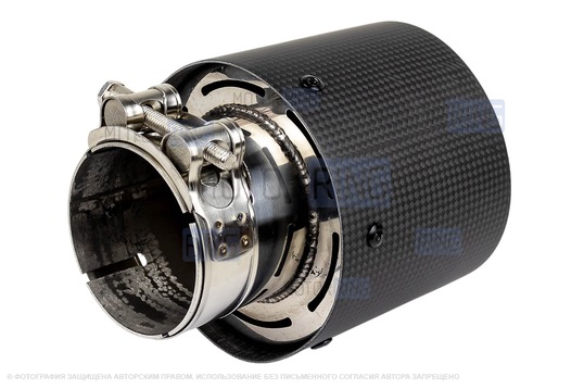 Круглая насадка глушителя из нержавеющей стали Sal-Man HJ-CBM002 d101мм со скосом и карбоновой накладкой