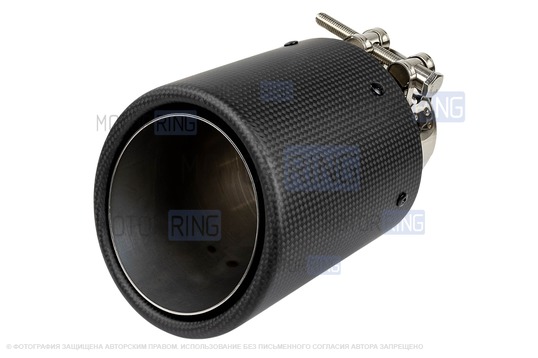 Круглая насадка глушителя из нержавеющей стали Sal-Man HJ-CBM009 d114мм со скосом и карбоновой накладкой