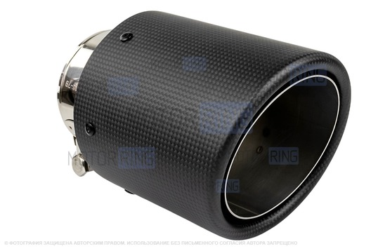 Круглая насадка глушителя из нержавеющей стали Sal-Man HJ-CBM009 d114мм со скосом и карбоновой накладкой