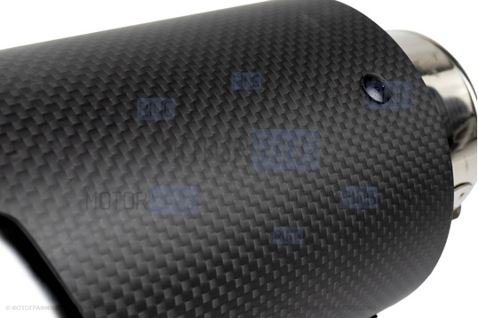 Круглая насадка глушителя из нержавеющей стали Sal-Man HJ-CBM003 d89мм со скосом и фигурной карбоновой накладкой