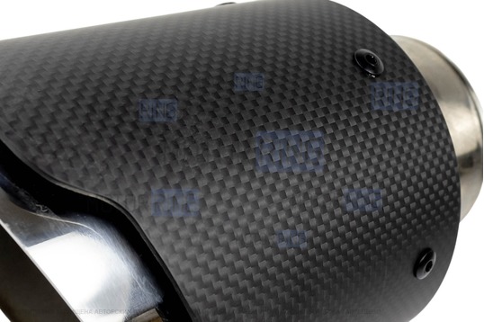 Круглая насадка глушителя из нержавеющей стали Sal-Man HJ-CBM004 d101мм со скосом и фигурной карбоновой накладкой