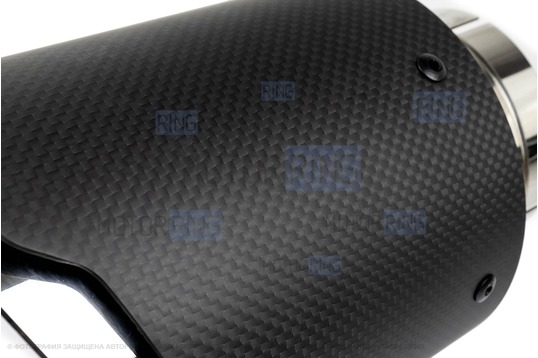 Круглая насадка глушителя из нержавеющей стали Sal-Man HJ-CBM007 d114мм со скосом и фигурной карбоновой накладкой