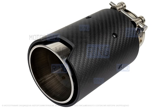 Круглая насадка глушителя из нержавеющей стали Sal-Man HJ-CBM008 d89мм с карбоновой накладкой_1