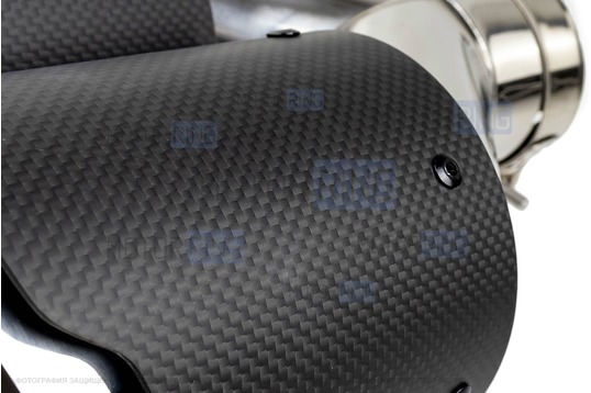Раздвоенная насадка глушителя из нержавеющей стали Sal-Man HJ-CBM005 d89мм со скосом и фигурной карбоновой накладкой