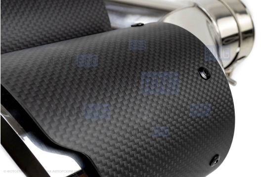 Раздвоенная насадка глушителя из нержавеющей стали Sal-Man HJ-CBM006 d101мм со скосом и фигурной карбоновой накладкой