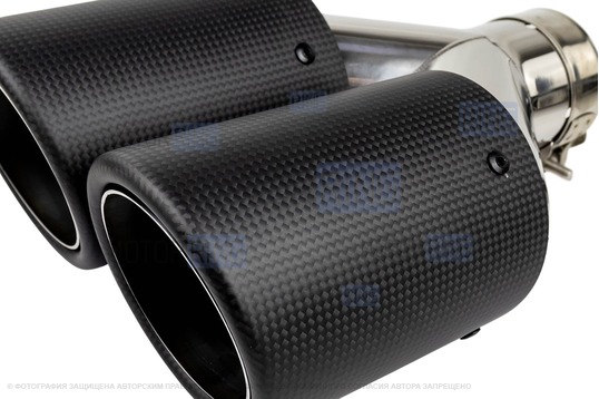 Раздвоенная насадка глушителя из нержавеющей стали Sal-Man HJ-CBM010 d89мм со скосом и карбоновой накладкой