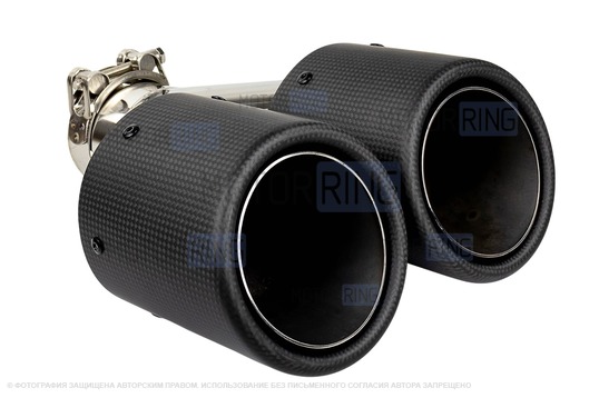 Раздвоенная насадка глушителя из нержавеющей стали Sal-Man HJ-CBM011 d101мм со скосом и карбоновой накладкой