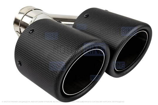 Раздвоенная насадка глушителя из нержавеющей стали Sal-Man HJ-CBM011 d101мм со скосом и карбоновой накладкой