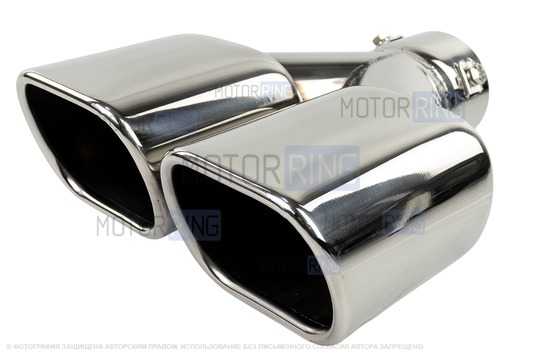 Раздвоенная квадратная насадка глушителя из нержавеющей стали Sal-Man HJ-331 со скосом_1