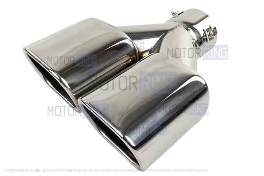 Раздвоенная квадратная насадка глушителя из нержавеющей стали Sal-Man HJ-331 со скосом