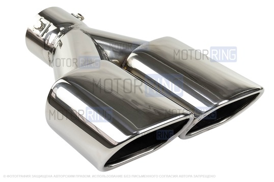 Раздвоенная квадратная насадка глушителя из нержавеющей стали Sal-Man HJ-331 со скосом