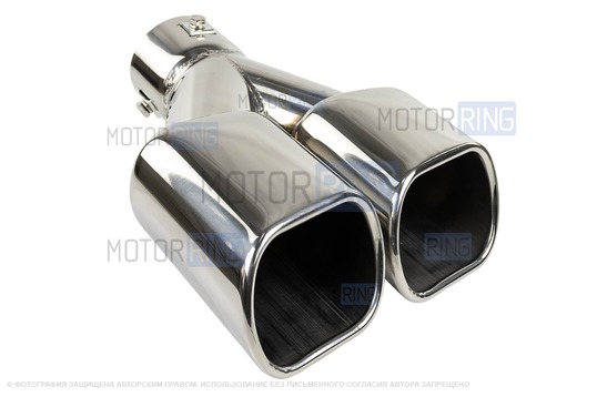 Раздвоенная квадратная насадка глушителя из нержавеющей стали Sal-Man HJ-331 со скосом