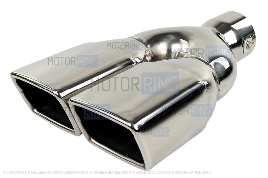 Раздвоенная квадратная насадка глушителя из нержавеющей стали Sal-Man HJ-H3014 d175х90мм со скосом_1