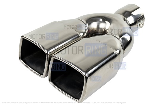 Раздвоенная квадратная насадка глушителя из нержавеющей стали Sal-Man HJ-H3014 d175х90мм со скосом