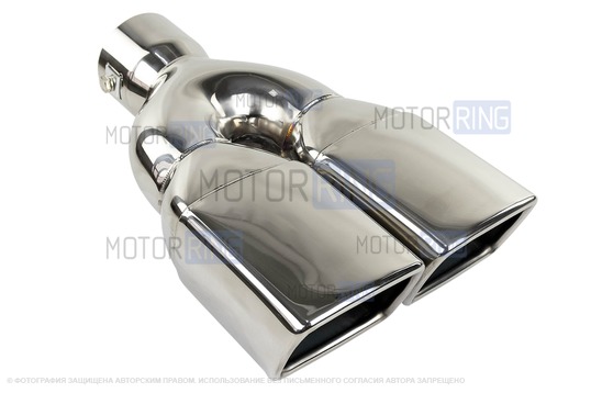 Раздвоенная квадратная насадка глушителя из нержавеющей стали Sal-Man HJ-H3014 d175х90мм со скосом