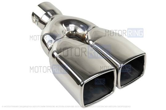 Раздвоенная квадратная насадка глушителя из нержавеющей стали Sal-Man HJ-H3014 d175х90мм со скосом