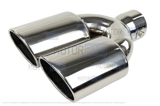 Раздвоенная насадка глушителя Sal-Man HJ-3037 d86х65мм из нержавеющей стали