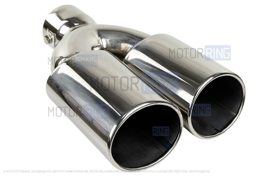 Раздвоенная насадка глушителя Sal-Man HJ-3037 d86х65мм из нержавеющей стали