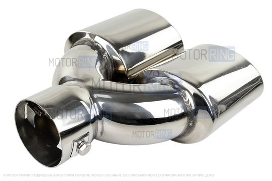 Раздвоенная насадка глушителя Sal-Man HJ-3037 d86х65мм из нержавеющей стали