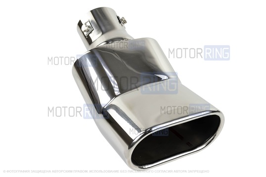 Овальная насадка глушителя Sal-Man HJ-3024 d137х75мм из нержавеющей стали с изгибом